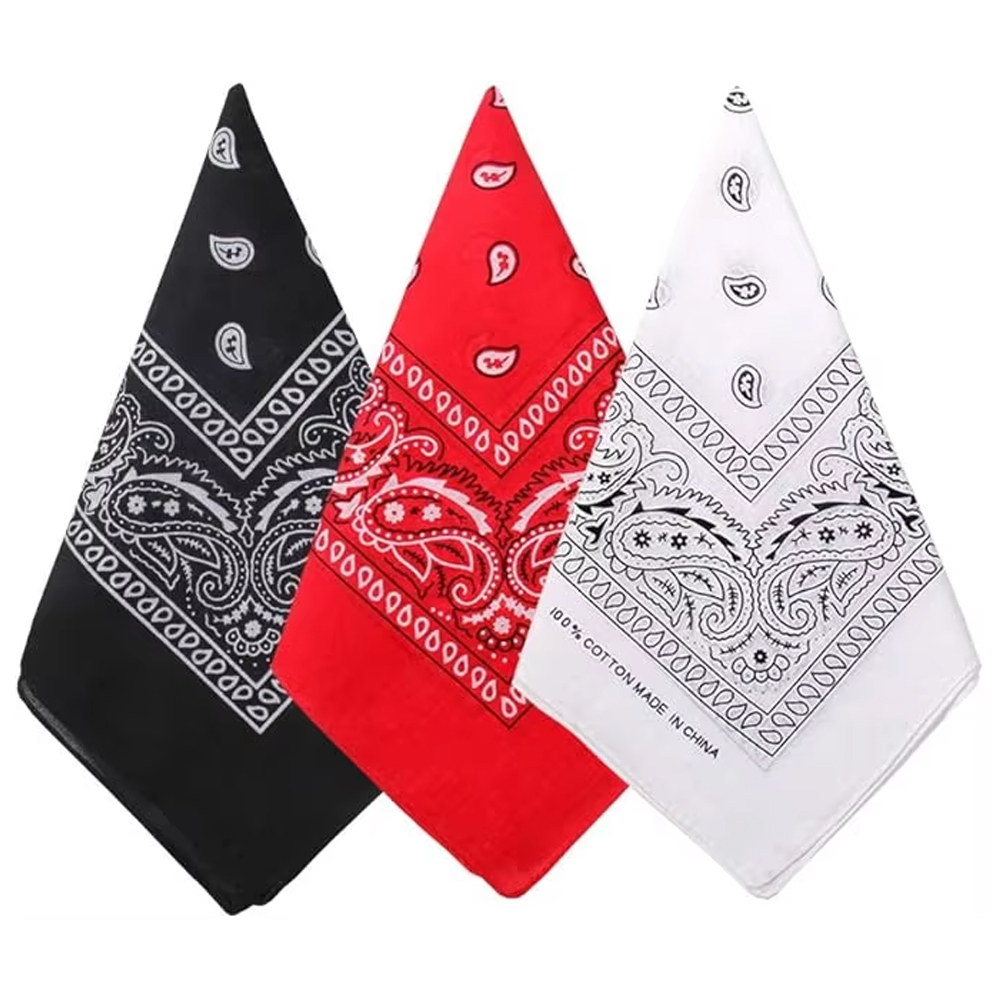 Bandana Blank White - Sciarpa Paisley da cowboy Hip Hop